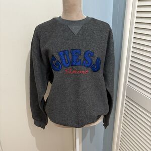 GUESS Sport Sweatshirt Spell Out Vintage 90's Inside-Out Look Embroidered Large